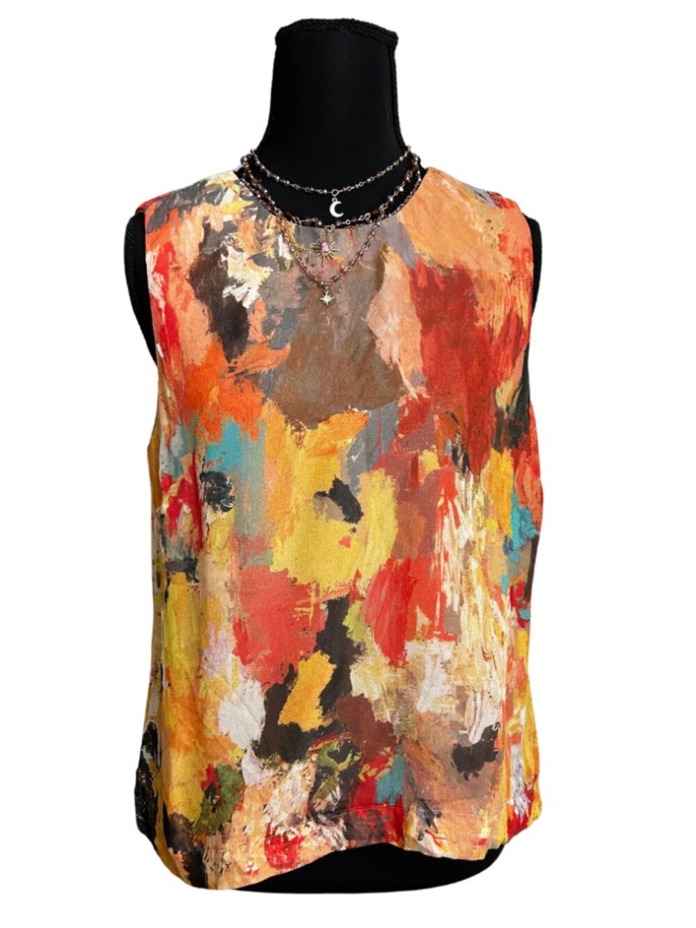 Colorful Abstract Sleeveless Blouse